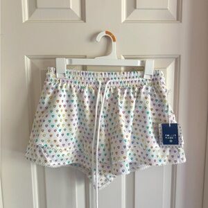 Roller Rabbit Multicolor Heart Print Ruffle Athlet Shorts Size S NWT